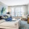brightly lit living room
